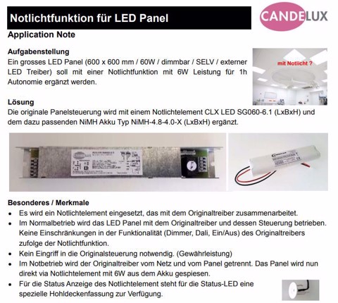 Applikationsnotiz APN-NLF Deckenpanel, LED Panel
