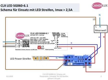 Applikationsnotiz APN-SCH CLX LED SG060-6.1 I ab 2.5A LED Strips, Streifen, Leisten Notlichtfunktion
