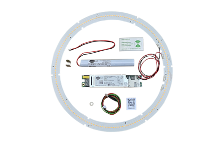 Lösung massgeschneidert NLS CFY 400, CFY 450  PE+T für Cube, Würfel LED-CLX 305/260 Ring Star-80 LED 930,940 2450lm Normal- & Notlichtset 350mA T5 Circline Retrofit