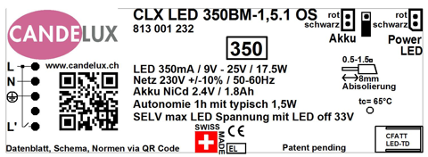 Notlichtelement CLX LED 350BM-1,5.1 OS
